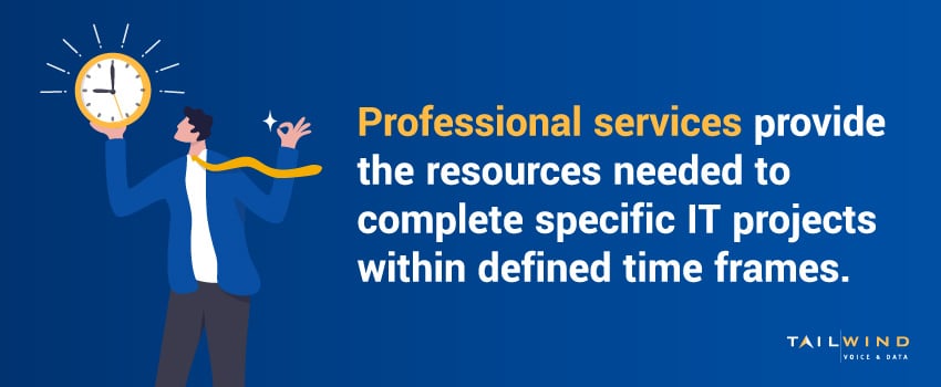 Professional services provide the resources needed to complete specific IT projects within defined time frames.