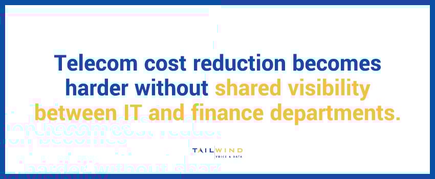 Telecom cost reduction becomes harder without shared visibility between IT and finance departments.