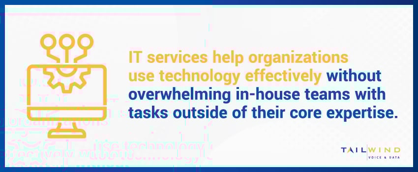 IT services help organizations use technology effectively without overwhelming in-house teams with tasks outside of their core expertise.