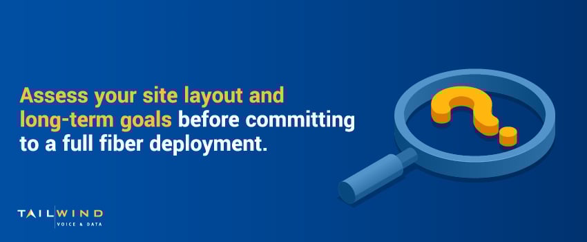 Assess your site layout and long-term goals before committing to a full fiber deployment.