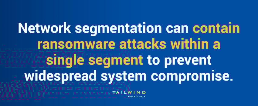 Network segmentation can contain ransomware attacks within a single segment to prevent widespread system compromise.
