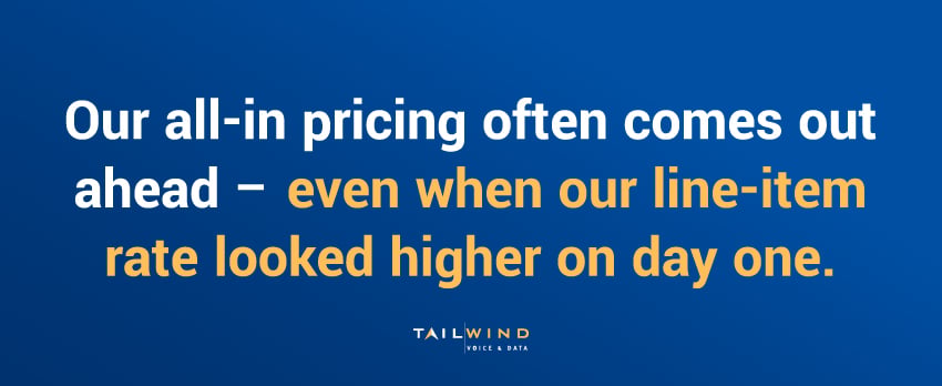 Our all-in pricing often comes out ahead – even when our line-item rate looked higher on day one.