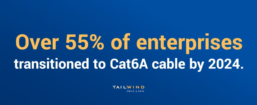 Over 55% of enterprises transitioned to Cat6A cable by 2024.