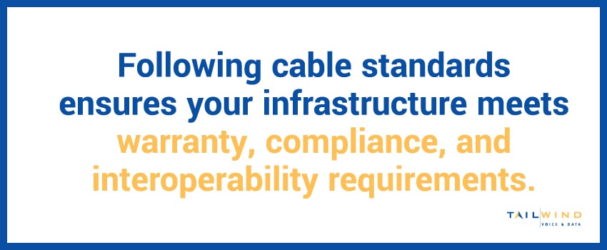 Following cable standards ensures your infrastructure meets warranty, compliance, and interoperability requirements.