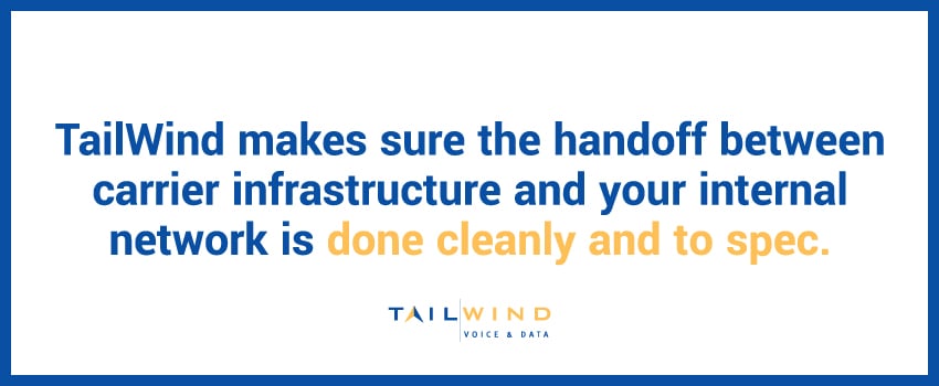 TailWind makes sure the handoff between carrier infrastructure and your internal network is done cleanly and to spec.