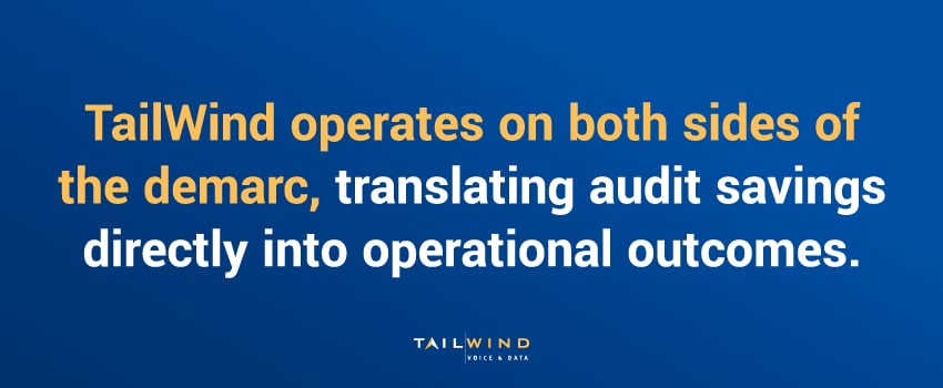 TailWind operates on both sides of the demarc, translating audit savings directly into operational outcomes.