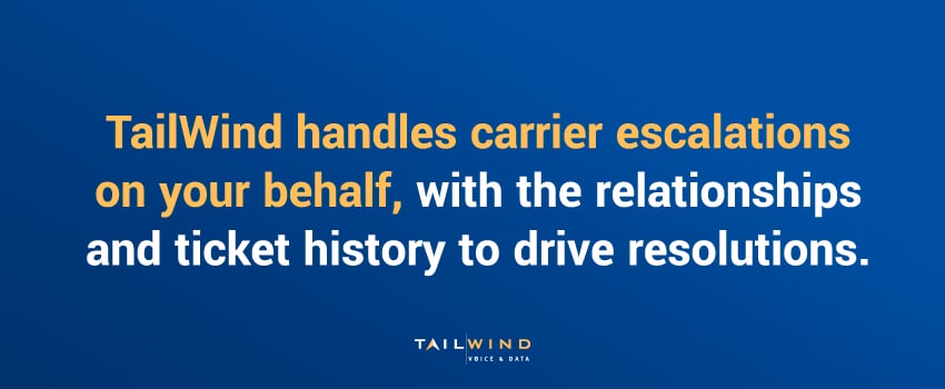 TailWind handles carrier escalations on your behalf, with the relationships and ticket history to drive resolutions.